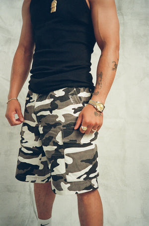 Snow Camo Cargo Shorts