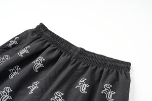 'SC' Monogram Nylon Shorts (Black)