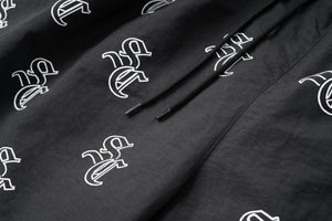 'SC' Monogram Nylon Shorts (Black)