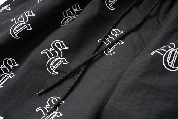 'SC' Monogram Nylon Shorts (Black)
