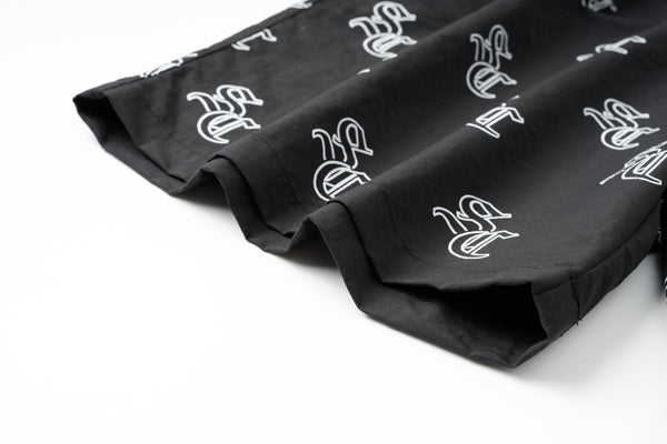 'SC' Monogram Nylon Shorts (Black)