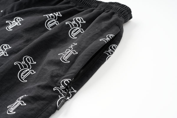 'SC' Monogram Nylon Shorts (Black)