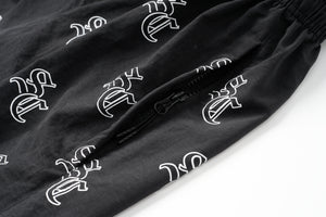 'SC' Monogram Nylon Shorts (Black)
