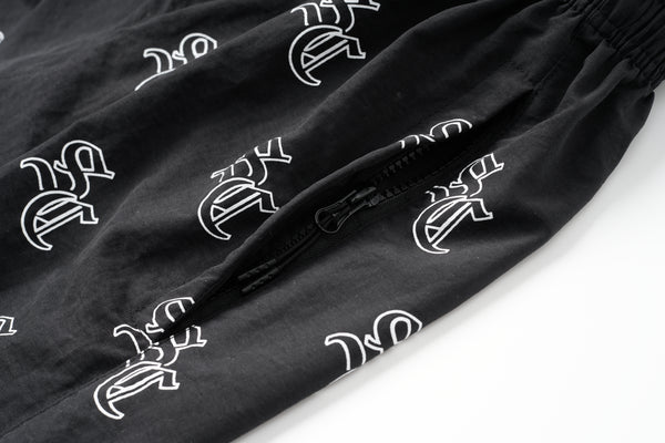 'SC' Monogram Nylon Shorts (Black)