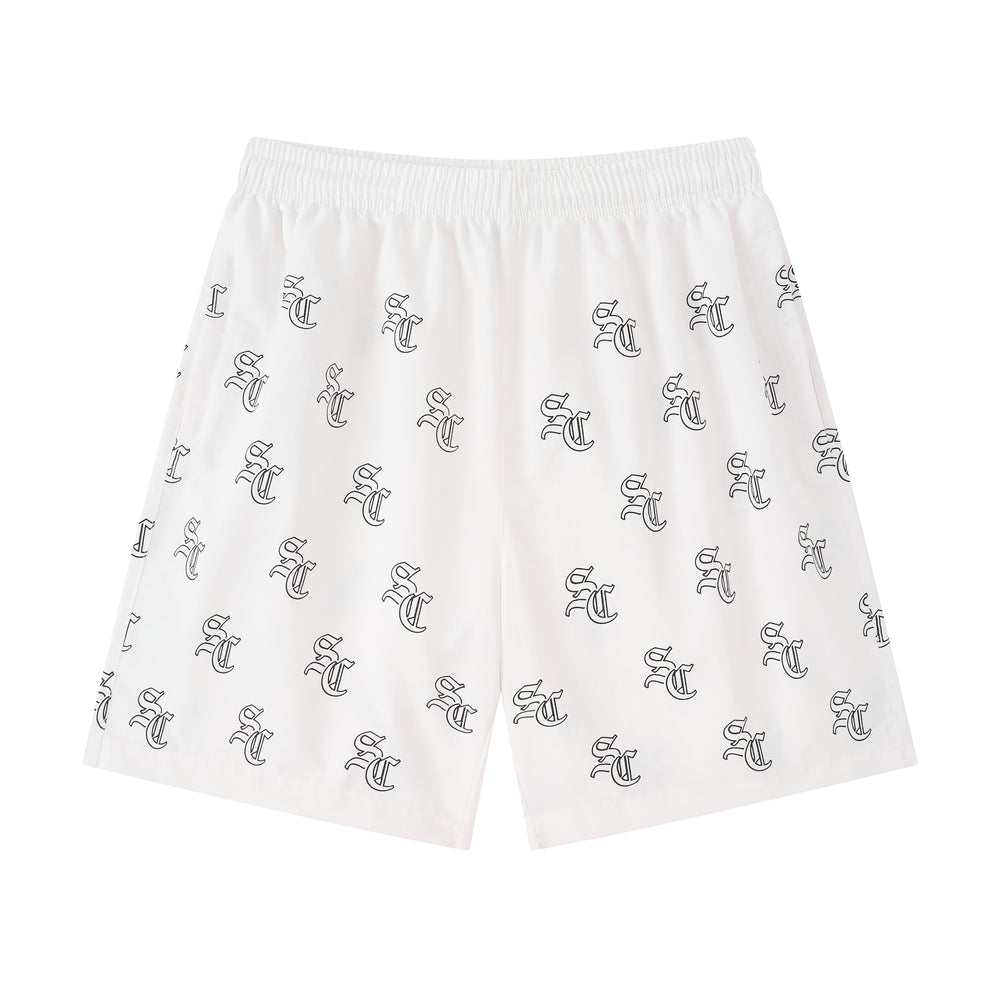 'SC' Monogram Nylon Shorts (Sand)