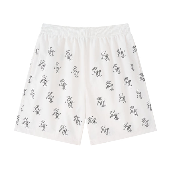 'SC' Monogram Nylon Shorts (Sand)