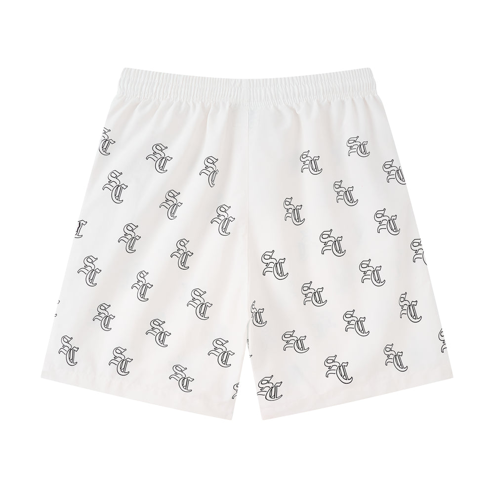 'SC' Monogram Nylon Shorts (Sand)
