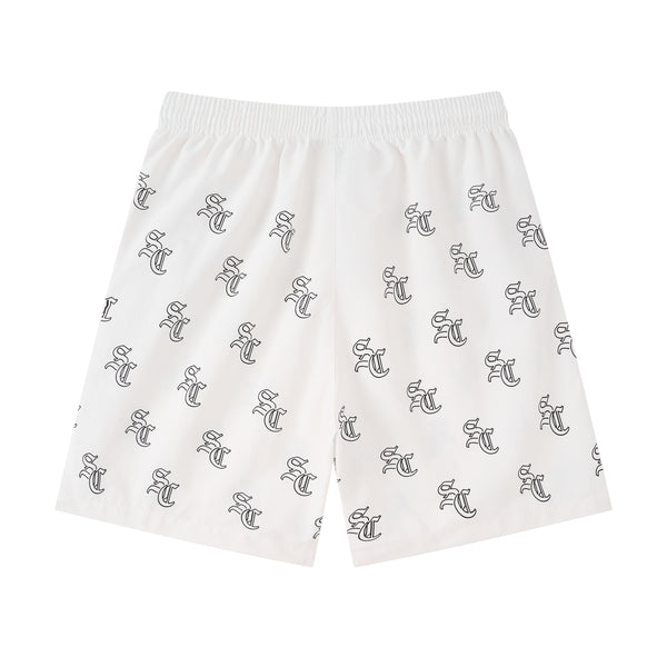 'SC' Monogram Nylon Shorts (Sand)