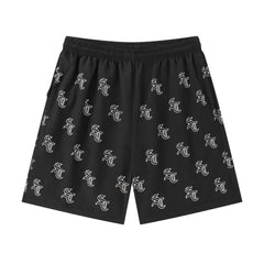 'SC' Monogram Nylon Shorts (Black)