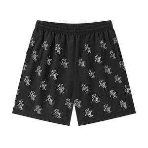 'SC' Monogram Nylon Shorts (Black)