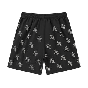 'SC' Monogram Nylon Shorts (Black)