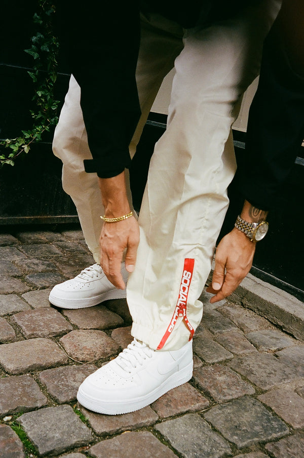 V002 Nylon Track Pants - Beige