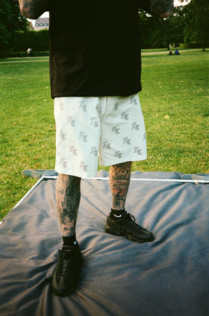 'SC' Monogram Nylon Shorts (Black)